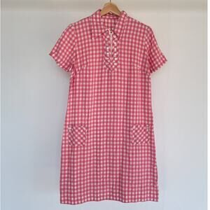 Vtg 60's Pink Gingham Western Picnic Dress / Cottagecore Plus Size L/XL Retro